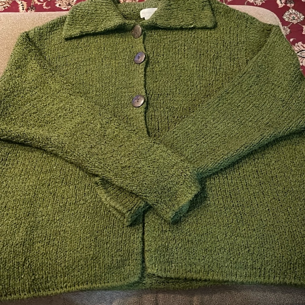Northern Isles II Green Button Front Cardigan Sweater Size 2X (TD)